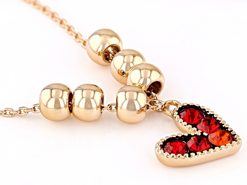 Off Park® Collection, Red & Orange Crystal Gold Tone Heart Necklace