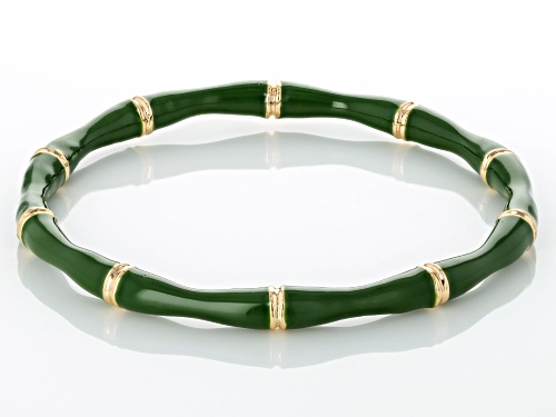 Off Park® Collection Green Enamel Gold Tone Bamboo Style Bangle Bracelet - Size 7.5