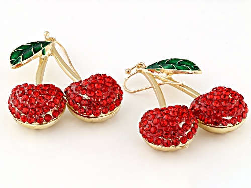 Off Park® Collection Red Crystal Gold Tone Cherry Drop Earrings