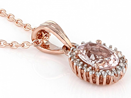 0.59ct Oval Morganite With 0.02ctw Topaz 18K Rose Gold Over Sterling Silver Pendant With Chain