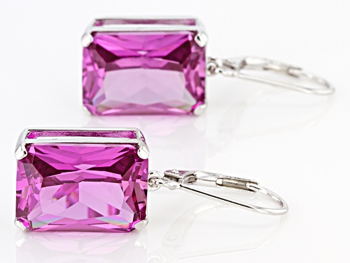 17.77ctw Lab Created Purple Color Change Sapphire Rhodium Over Silver Dangle Earrings