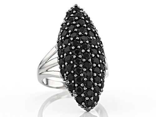 4.95ctw Round Black Spinel Rhodium Over Sterling Silver Cluster Ring - Size 7