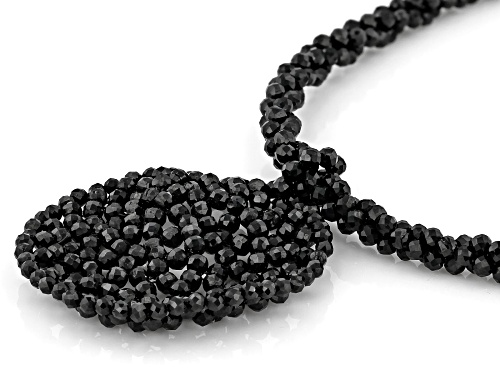 75.00ctw 2-2.5mm Rondelle Black Spinel Rhodium Over Sterling Silver Woven Lace Necklace - Size 18