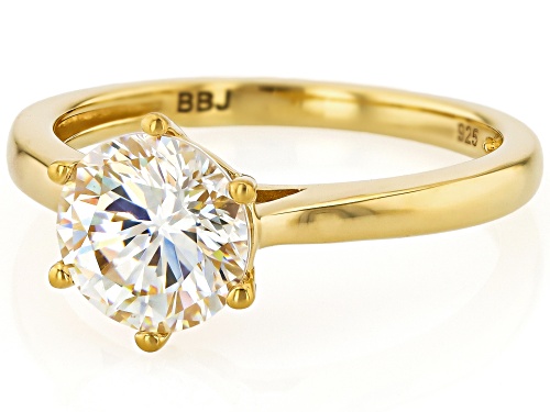 Pre-Owned 2.60CT ROUND GLITTER CUT(TM) STRONTIUM TITANATE 18K YELLOW GOLD OVER SILVER RING - Size 9