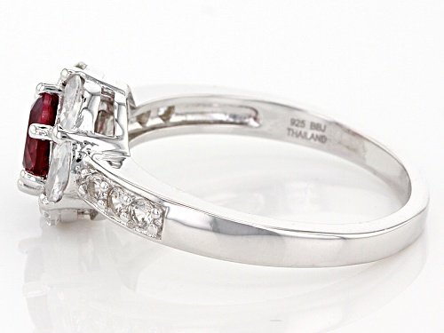 Pre-Owned .62ct Round Lab Created Bixbite With .95ctw Marquise And Round White Zircon Sterling Silve - Size 12