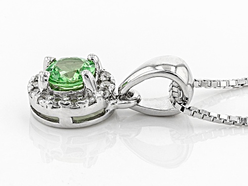 Pre-Owned .40CTW TSAVORITE GARNET WITH .13CTW WHITE ZIRCON RHODIUM OVER STERLING SILVER PENDANT WITH