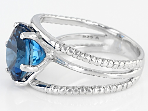 Pre-Owned 5.00ctw Round London Blue Topaz Rhodium Over Sterling Silver Solitaire Ring - Size 7
