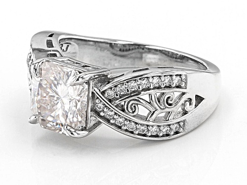 Pre-Owned MOISSANITE FIRE(R) 3.12CTW DEW SQUARE OCTAGONAL INFERNO CUT(TM) AND ROUND PLATINEVE(R) RIN - Size 10