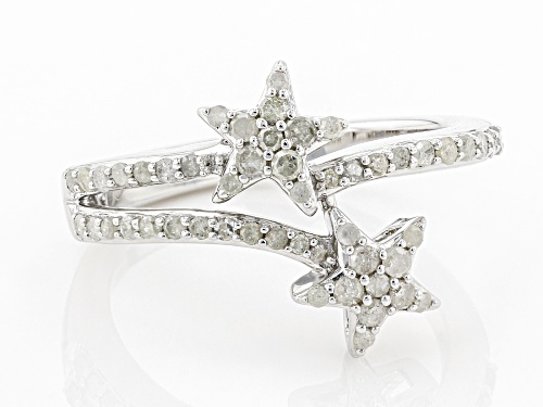 Pre-Owned 0.50ctw Round White Diamond Rhodium Over Sterling Silver Star Band Ring - Size 6