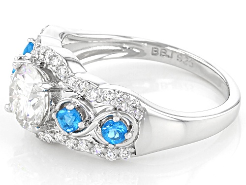 Pre-Owned MOISSANITE FIRE(R) 1.32CTW DEW AND NEON APATITE PLATINEVE(R) RING - Size 8