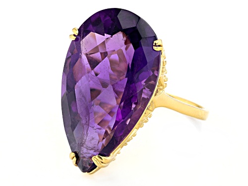 Pre-Owned 17.00ctw African Amethyst 18k Yellow Gold Over Sterling Silver Ring - Size 10