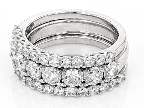 Pre-Owned Bella Luce® 4.20ctw Platinum Over Sterling Silver Ring Set - Size 11