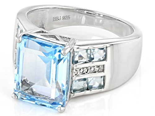 Pre-Owned 5.59ctw Mixed shapes Glacier Topaz(TM) With 0.02ctw Diamond Accent Rhodium Over Sterling S - Size 6