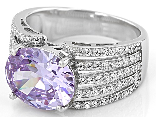 Pre-Owned Bella Luce ® 9.78ctw Lavender And White Diamond Simulants Platinum Over Silver Ring (5.70c - Size 5