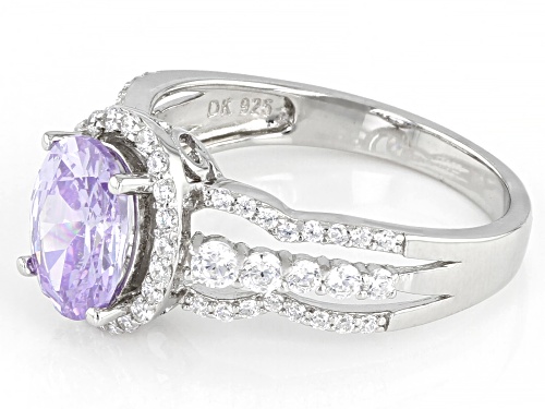 Pre-Owned Bella Luce ® 4.28ctw Lavender And White Diamond Simulants Rhodium Over Sterling Ring (2.41 - Size 11.5