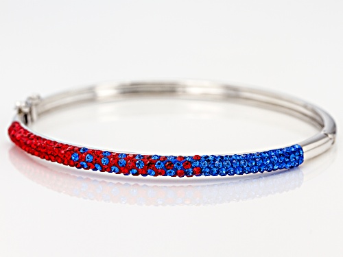 Pre-Owned Preciosa Crystal Red And Blue Bangle Bracelet - Size 7
