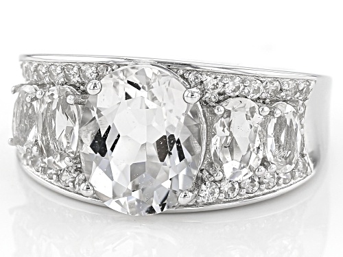 Pre-Owned 3.85CTW Crysal Quartz With .53ctw Zircon Rhodium Over Sterling Silver Ring - Size 7