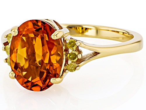 Pre-Owned 2.13ct Oval Madeira Citrine With 0.10ctw Round Yellow Diamond 18K Yellow Gold Over Silver - Size 9