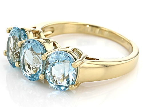 Pre-Owned Exotic Jewelry Bazaar™ 2.83ctw 8x6mm Oval Cabo Delgado Blue Apatite 18k Gold Over Silver R - Size 9