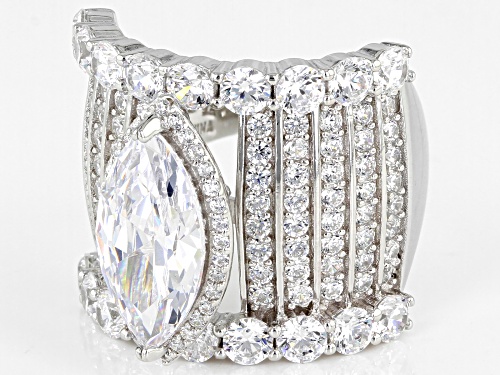 Pre-Owned Bella Luce ® 9.18ctw White Diamond Simulant Rhodium Over Sterling Silver Ring (5.82ctw DEW - Size 5