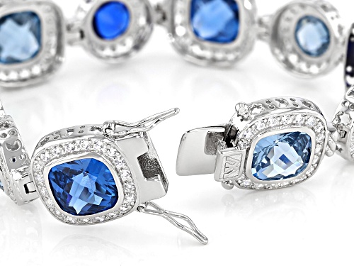 Pre-Owned Charles Winston For Bella Luce®Lab Blue Spinel And Diamond Simulant Rhodium Over Silver Br - Size 7.5