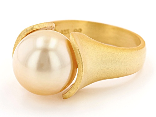 Pre-Owned 11.5mm Golden Cultured South Sea Pearl 18k Yellow Gold Over Sterling Silver Ring - Size 12