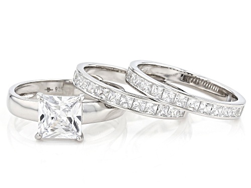 Pre-Owned Bella Luce ® 4.48ctw White Diamond Simulants Rhodium Over Silver Ring With Bands (3.52ctw - Size 12