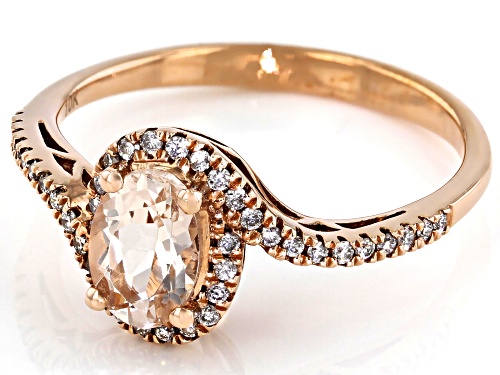 Pre-Owned 0.69ct Oval Cor-de-Rosa Morganite™  With 0.16ctw Diamond 10k Rose Gold Ring - Size 7