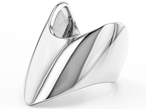 Pre-Owned Rhodium Over Sterling Silver V Shaped Ring - Size 9