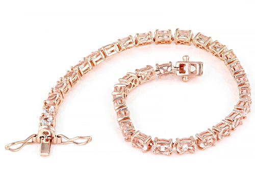Pre-Owned 5.98ctw Oval Morganite 18K Rose Gold Over Sterling Silver Tennis Bracelet - Size 7.25