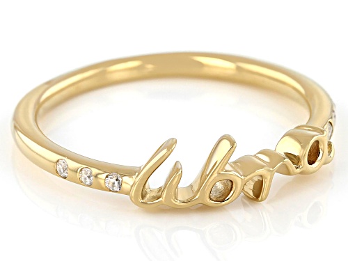 Pre-Owned 0.07ctw Round White Zircon 18k Yellow Gold Over Sterling Silver Libra Ring - Size 6