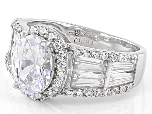 Pre-Owned Bella Luce® 5.31ctw White Diamond Simulant Rhodium Over Sterling Silver Ring(3.21ctw DEW) - Size 10