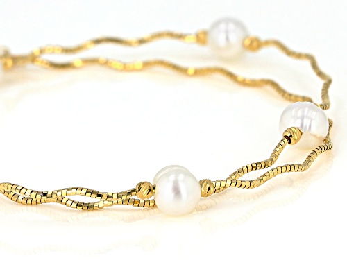 Pre-Owned 7-8mm White Cultured Freshwater Pearl 18k Yellow Gold Over Sterling Silver Necklace - Size 18