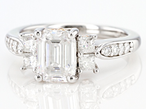 Pre-Owned MOISSANITE FIRE(R) 2.27CTW DEW EMERALD & PRINCESS CUT WITH ROUND PLATINEVE(R) TWO TONE RIN - Size 11