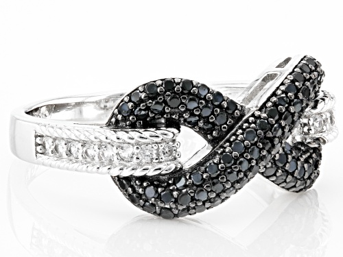 Pre-Owned 0.47ctw Black Spinel With 0.14ctw White Zircon Rhodium Over Sterling Silver 