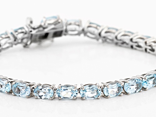 Pre-Owned 12.67ctw Oval Glacier Topaz™ Rhodium Over Sterling Silver Tennis Bracelet - Size 7.25