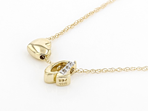 Pre-Owned 0.02ctw Round White Zircon 10k Yellow Gold Children's Inital 