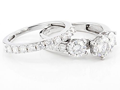 Pre-Owned MOISSANITE FIRE(R) 2.50CTW DEW ROUND  PLATINEVE(R) RING AND BAND - Size 9