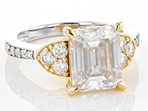 Pre-Owned MOISSANITE FIRE(R) 4.15CTW DEW PLATINEIVE(R) & 14K YELLOW GOLD OVER SILVER RING - Size 9