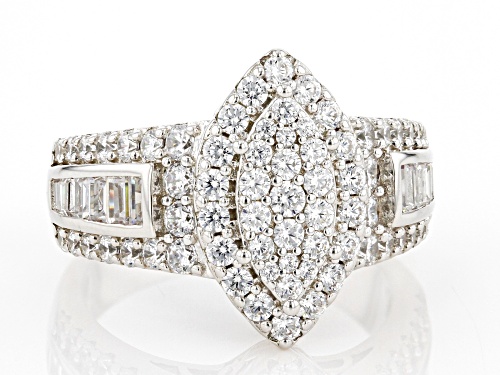 Pre-Owned Bella Luce® 4.00ctw White Diamond Simulant Rhodium Over Sterling Silver Ring(2.42ctw DEW) - Size 5