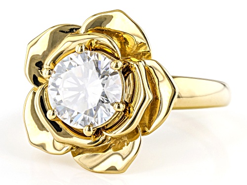 Pre-Owned MOISSANITE FIRE(R) 1.90CT DEW ROUNDD 14K YELLOW GOLD OVER SILVER RING - Size 6