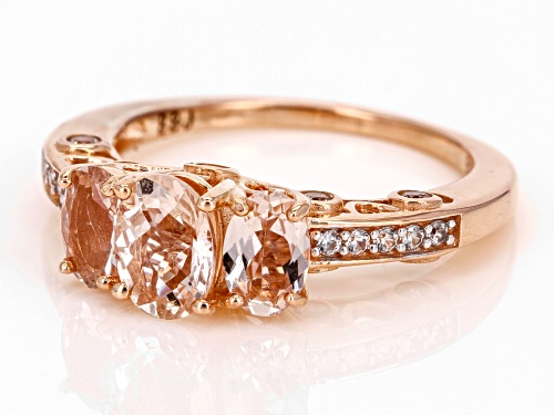 Pre-Owned 1.31ctw Oval Morganite With 0.37ctw Round White Zircon 14k Rose Gold Over Sterling Silver - Size 10