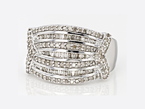 Pre-Owned White Diamond Rhodium Over Sterling Silver Ring .75ctw - Size 6