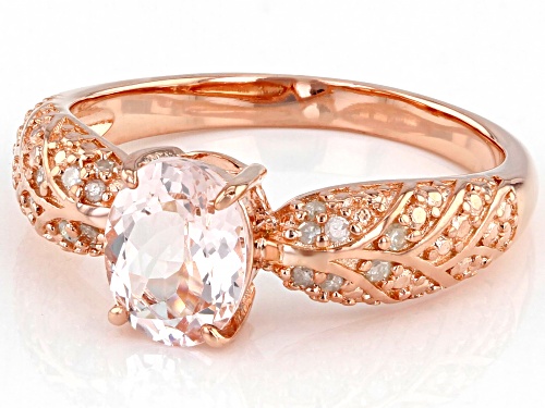 Pre-Owned 0.94ct Oval Morganite And 0.09ctw Round White Diamond Accent 18k Rose Gold Over Sterling S - Size 9