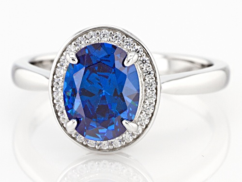 Pre-Owned Bella Luce ® 3.30ctw Blue Sapphire And White Diamond Simulants Rhodium Over Sterling Silve - Size 10