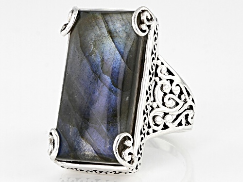 Pre-Owned 22x11mm Labradorite Sterling Silver Solitaire Ring - Size 8