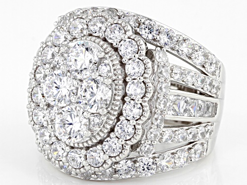 Pre-Owned Bella Luce® 7.43ctw White Diamond Simulant Rhodium Over Sterling Silver Ring(4.50ctw DEW) - Size 5