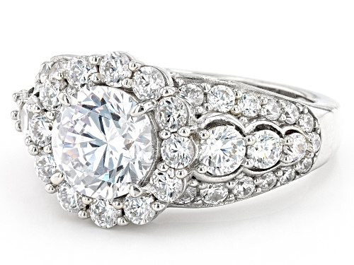 Pre-Owned Bella Luce® 4.32ctw White Diamond Simulant Platinum Over Sterling Silver Ring - Size 10