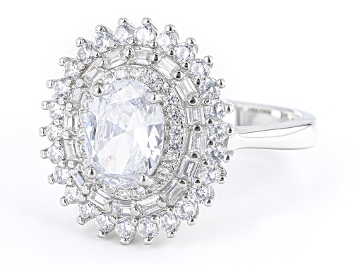 Pre-Owned Bella Luce® 2.99ctw White Diamond Simulant Rhodium Over Sterling Silver Ring(1.81ctw DEW) - Size 10