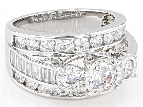 Pre-Owned Bella Luce® 4.72ctw White Diamond Simulant Rhodium Over Sterling Silver Ring 2.86ctw DEW) - Size 12